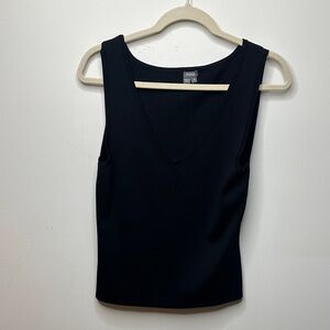 Muse Silk Black V-Neck Ribbed Tank